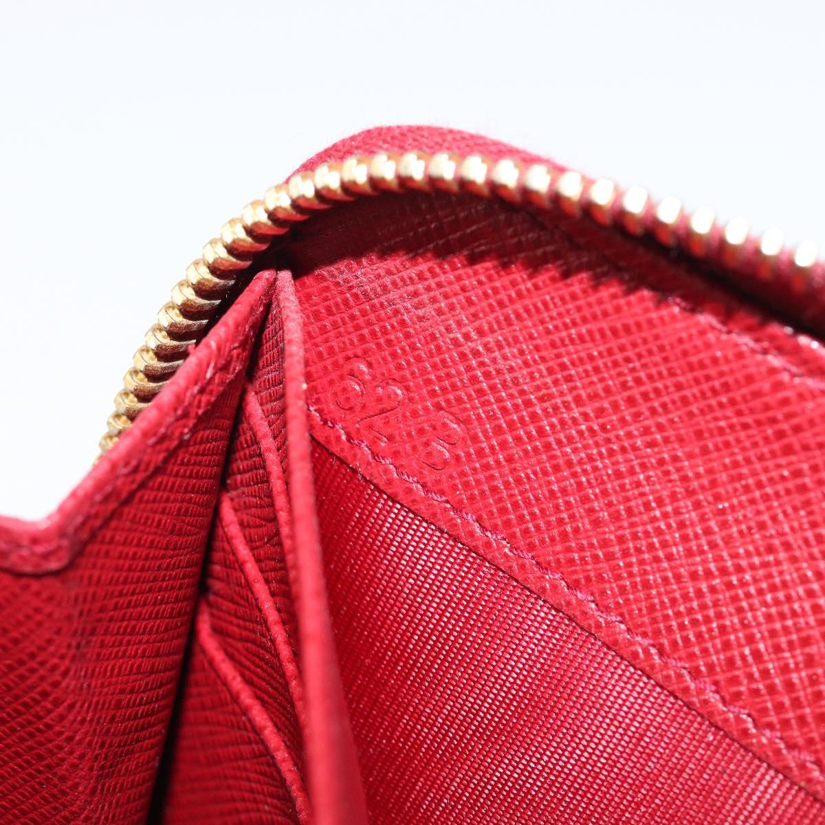 PRADA Long Wallet Safiano Leather Red Gold Auth bs36867