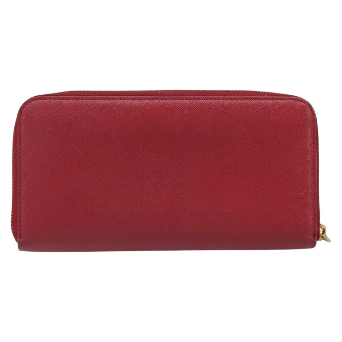 PRADA Long Wallet Safiano Leather Red Gold Auth bs36867