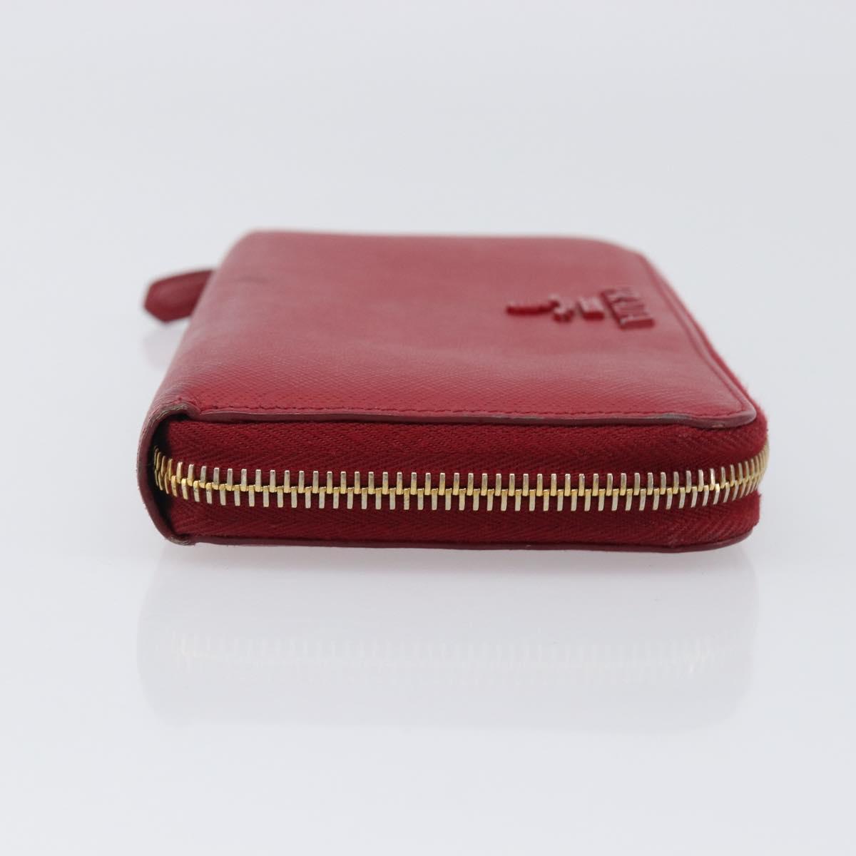 PRADA Long Wallet Safiano Leather Red Gold Auth bs36867