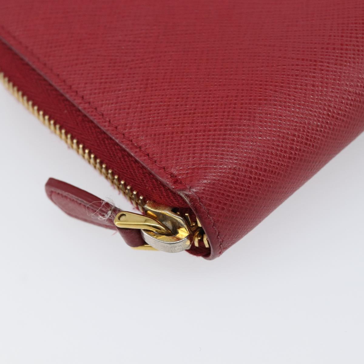 PRADA Long Wallet Safiano Leather Red Gold Auth bs36867