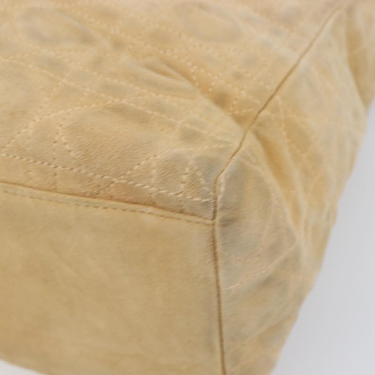 Christian Dior Canage Hand Bag Suede Beige Gold Auth bs36869