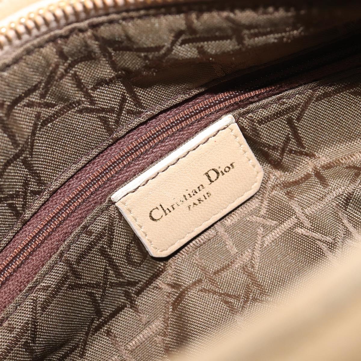 Christian Dior Canage Hand Bag Suede Beige Gold Auth bs36869