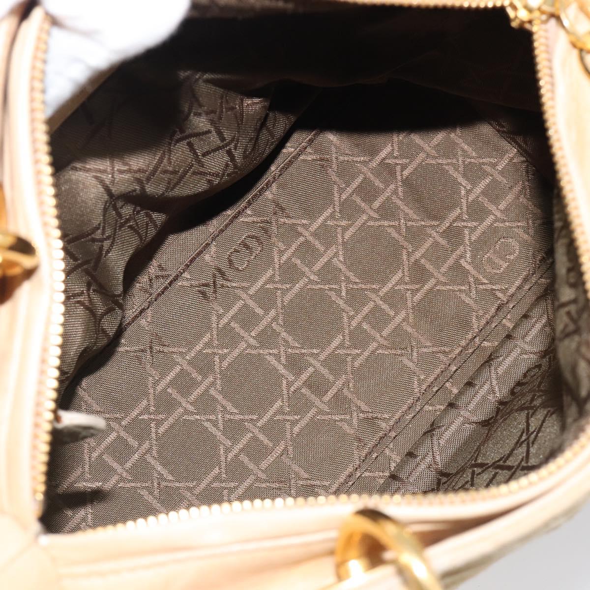 Christian Dior Canage Hand Bag Suede Beige Gold Auth bs36869