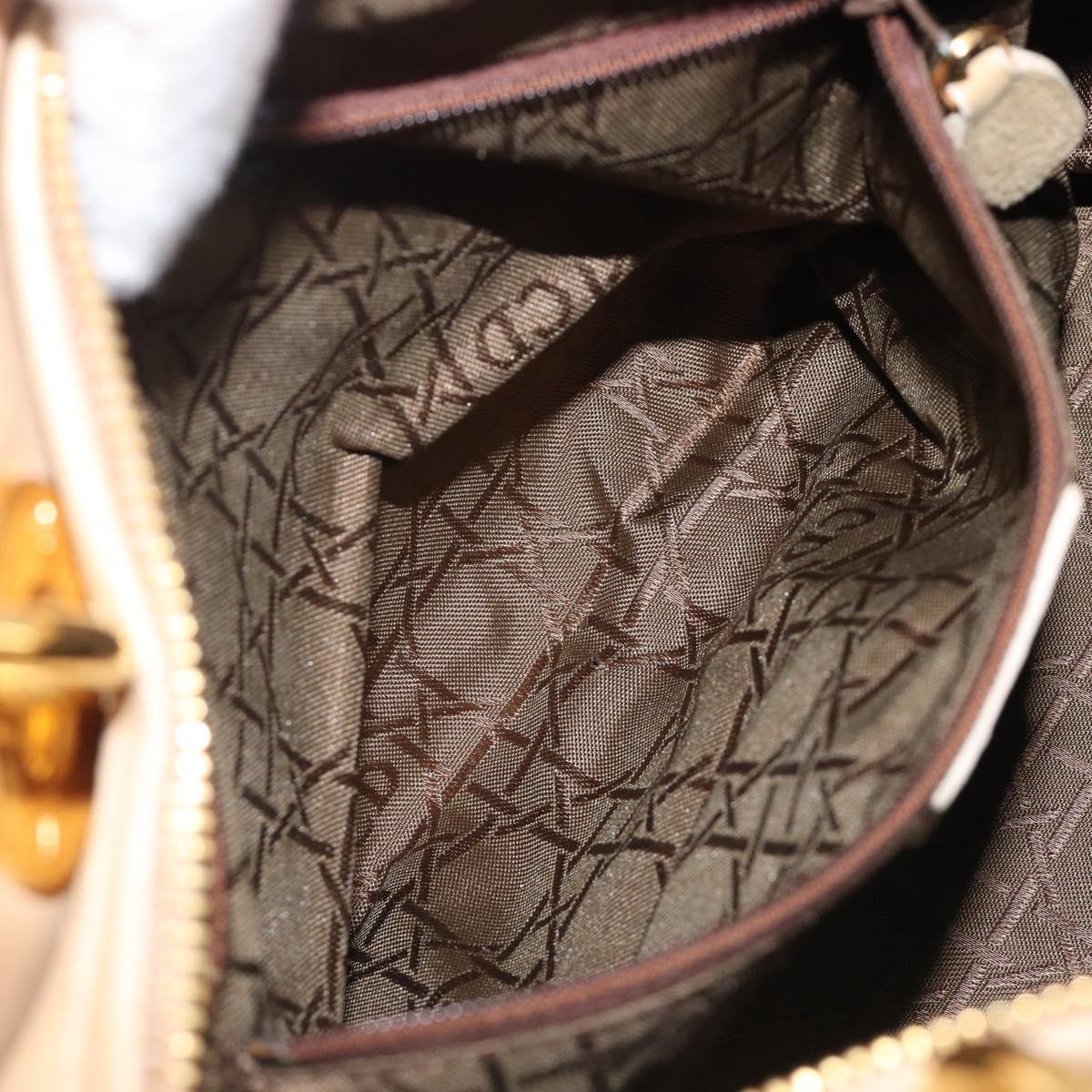 Christian Dior Canage Hand Bag Suede Beige Gold Auth bs36869