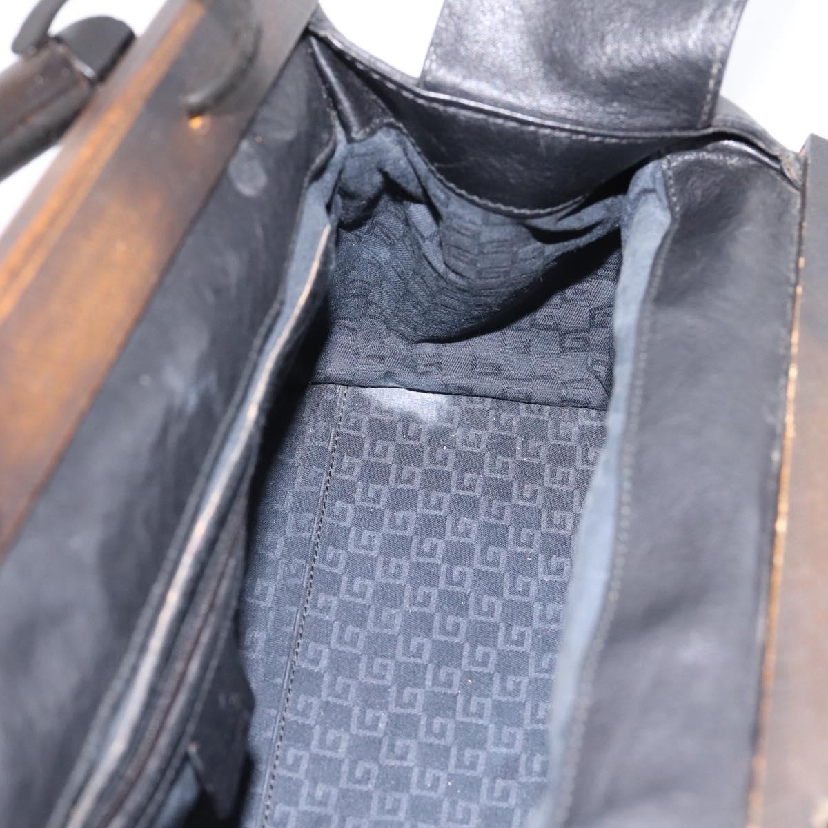 GUCCI Hand Bag Leather Black 105377 Auth bs36872