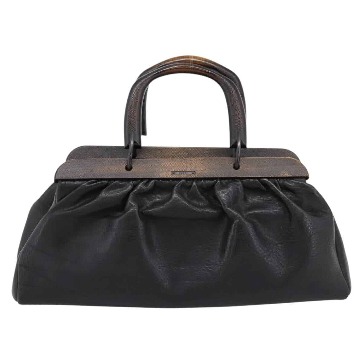 GUCCI Hand Bag Leather Black 105377 Auth bs36872