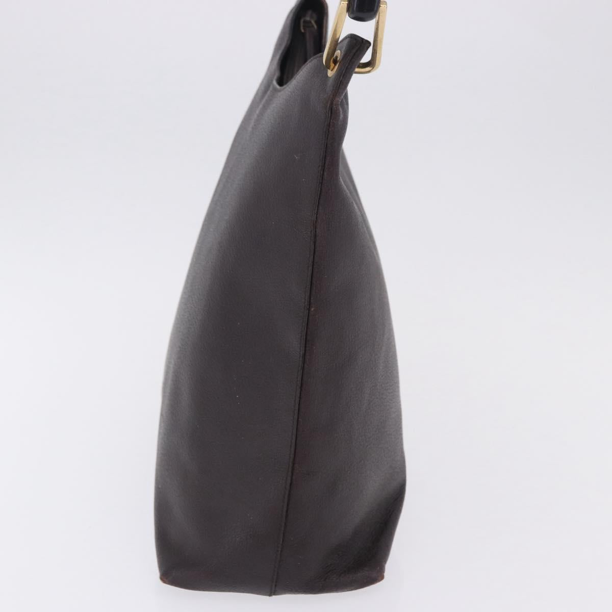 GUCCI Bamboo Shoulder Bag Leather Black Gold 001 2122 3006 Auth bs36873