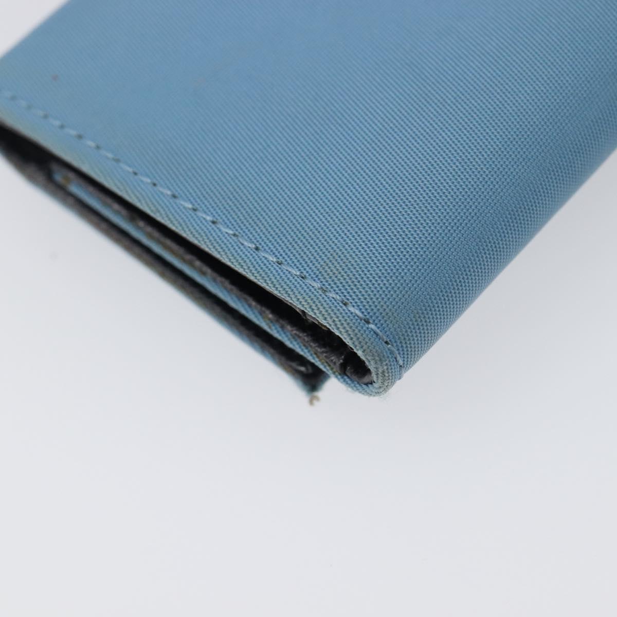 PRADA Key Case Nylon Light Blue Silver Black Auth bs36874