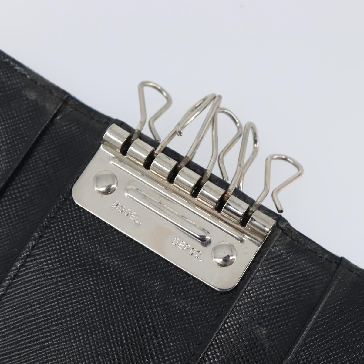 PRADA Key Case Nylon Light Blue Silver Black Auth bs36874