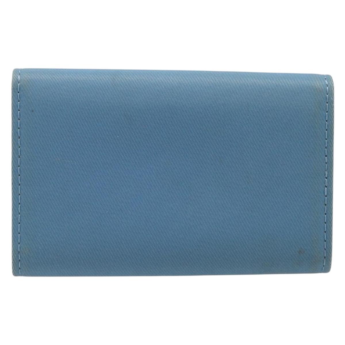 PRADA Key Case Nylon Light Blue Silver Black Auth bs36874