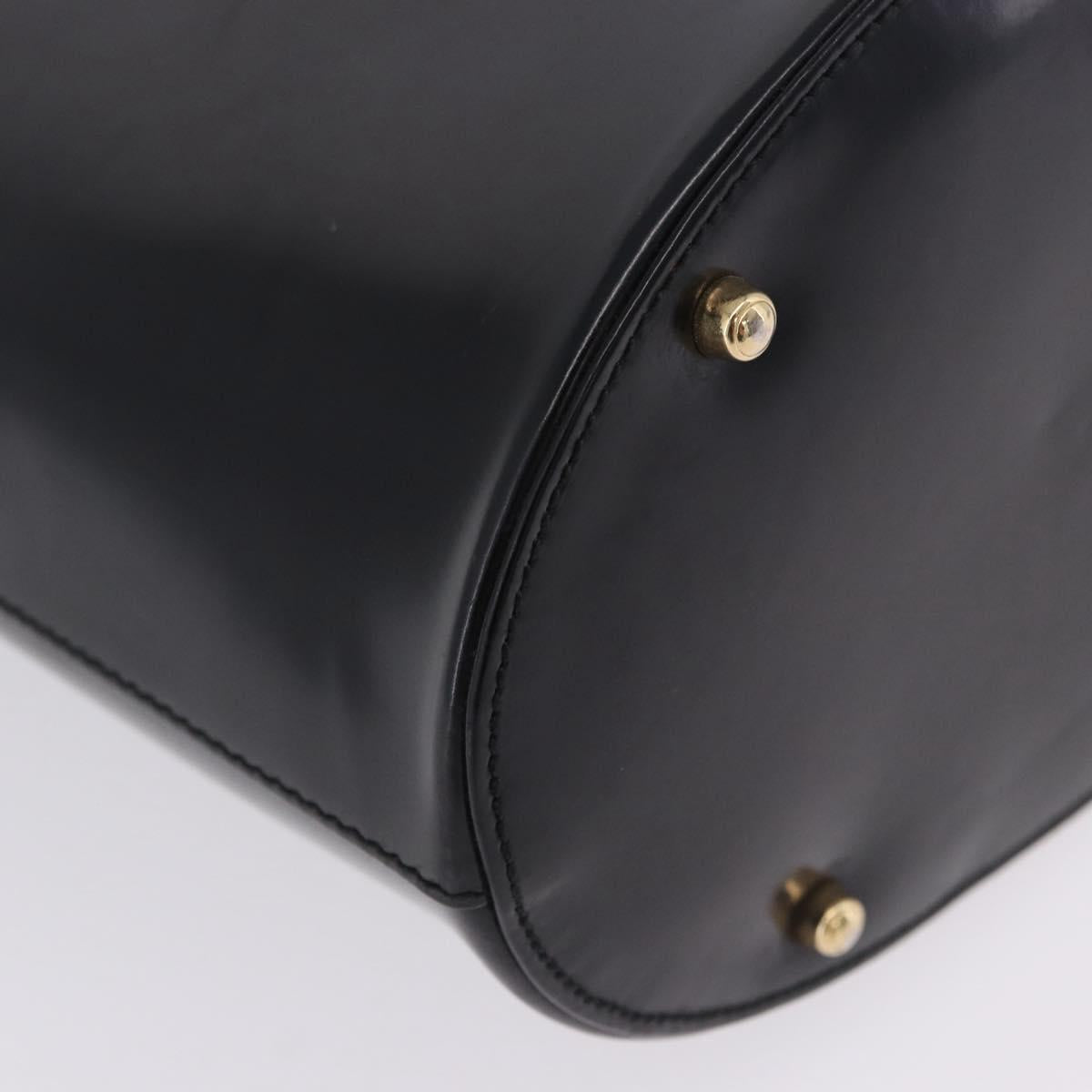 GUCCI Shoulder Bag Patent Leather Black Gold Auth bs36875