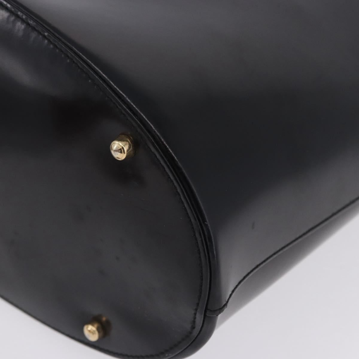 GUCCI Shoulder Bag Patent Leather Black Gold Auth bs36875