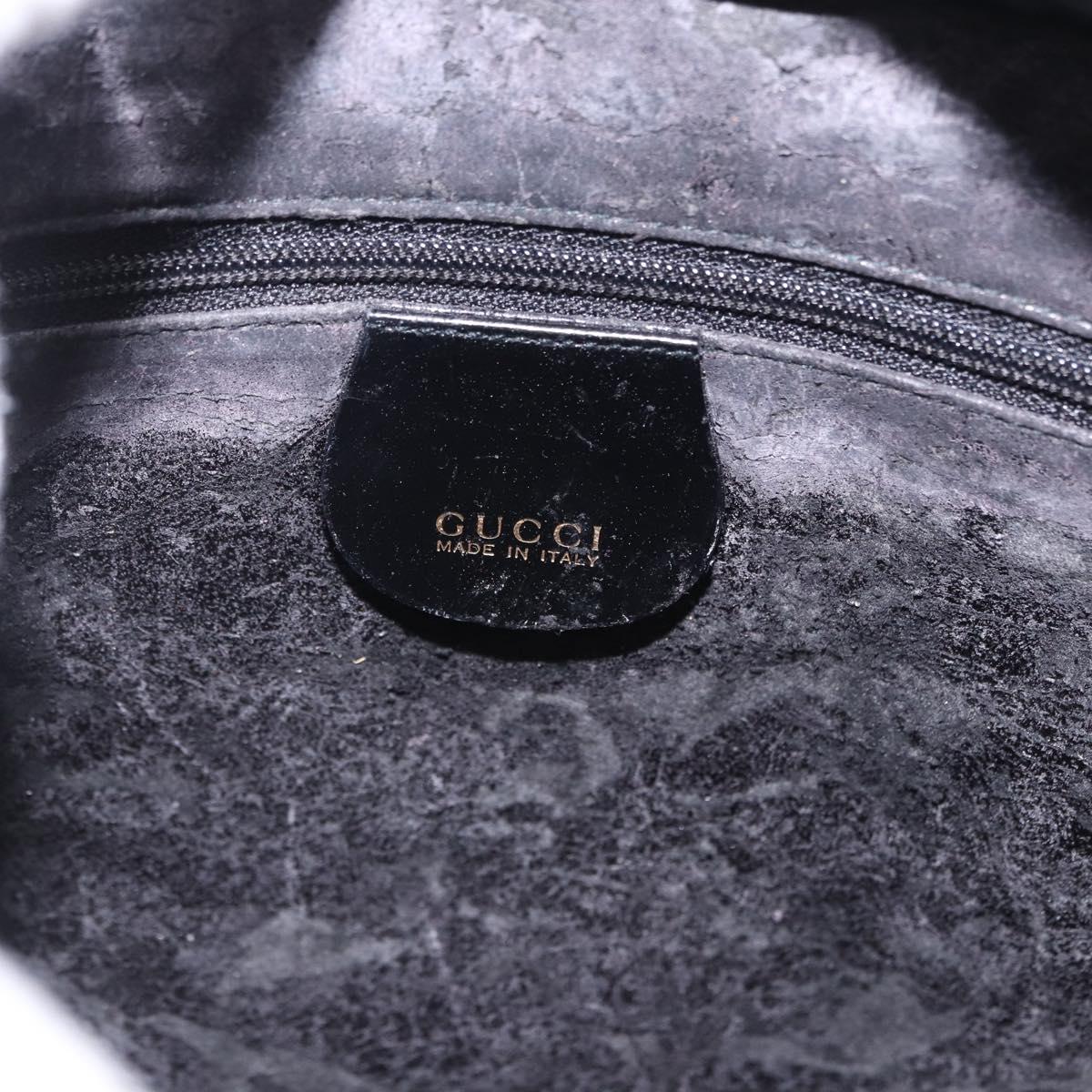 GUCCI Shoulder Bag Patent Leather Black Gold Auth bs36875