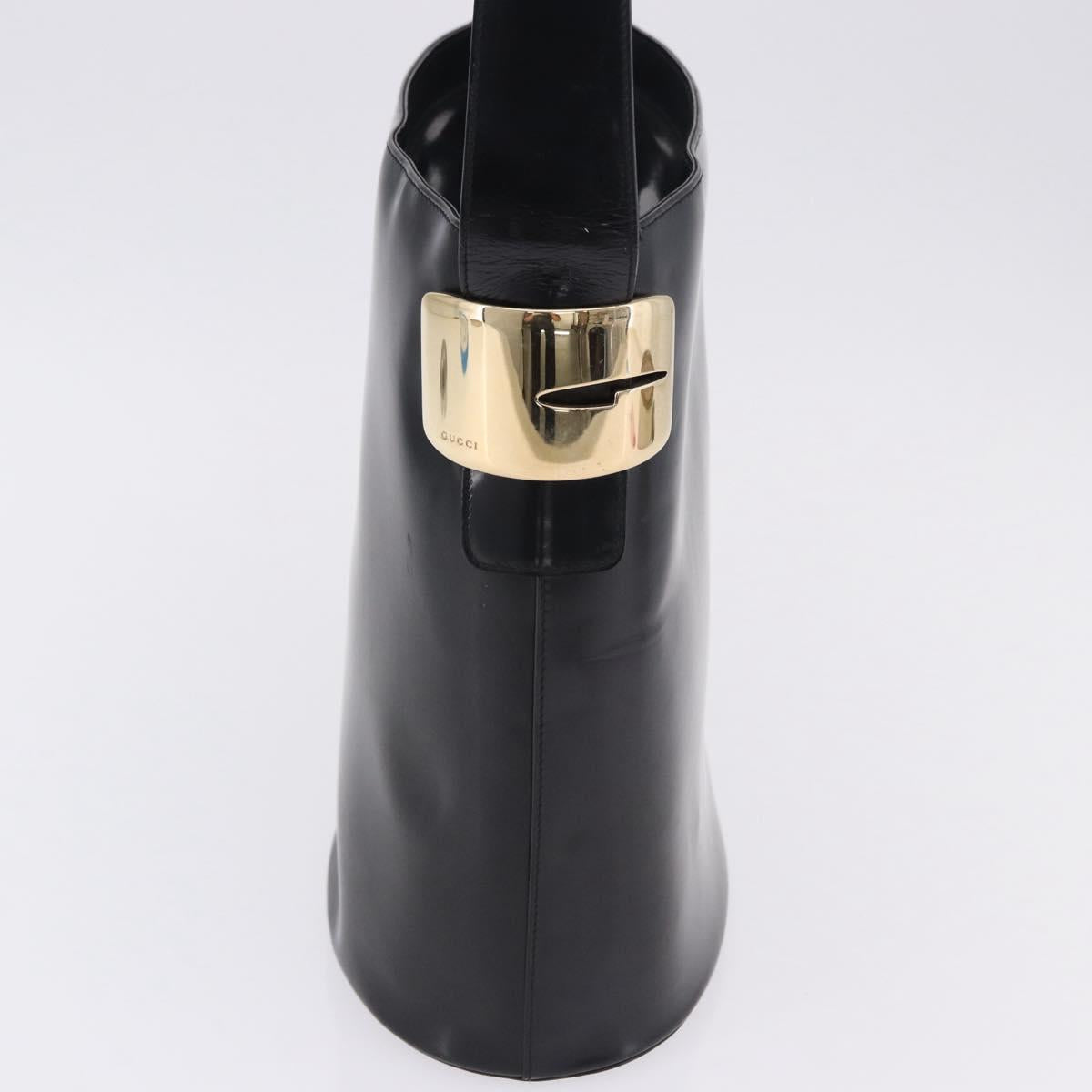 GUCCI Shoulder Bag Patent Leather Black Gold Auth bs36875