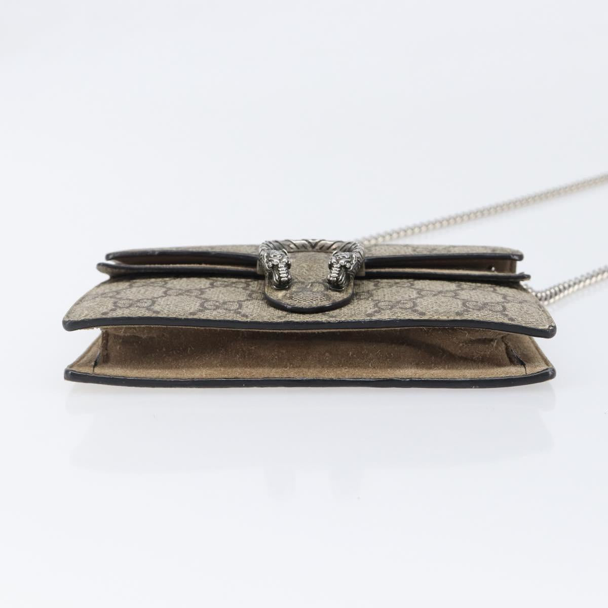 GUCCI GG Supreme Dionysus Chain Bag PVC Beige Silver 476432 Auth bs36876