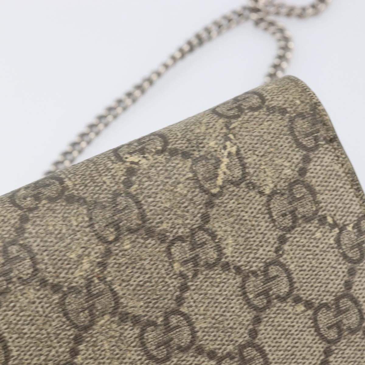 GUCCI GG Supreme Dionysus Chain Bag PVC Beige Silver 476432 Auth bs36876