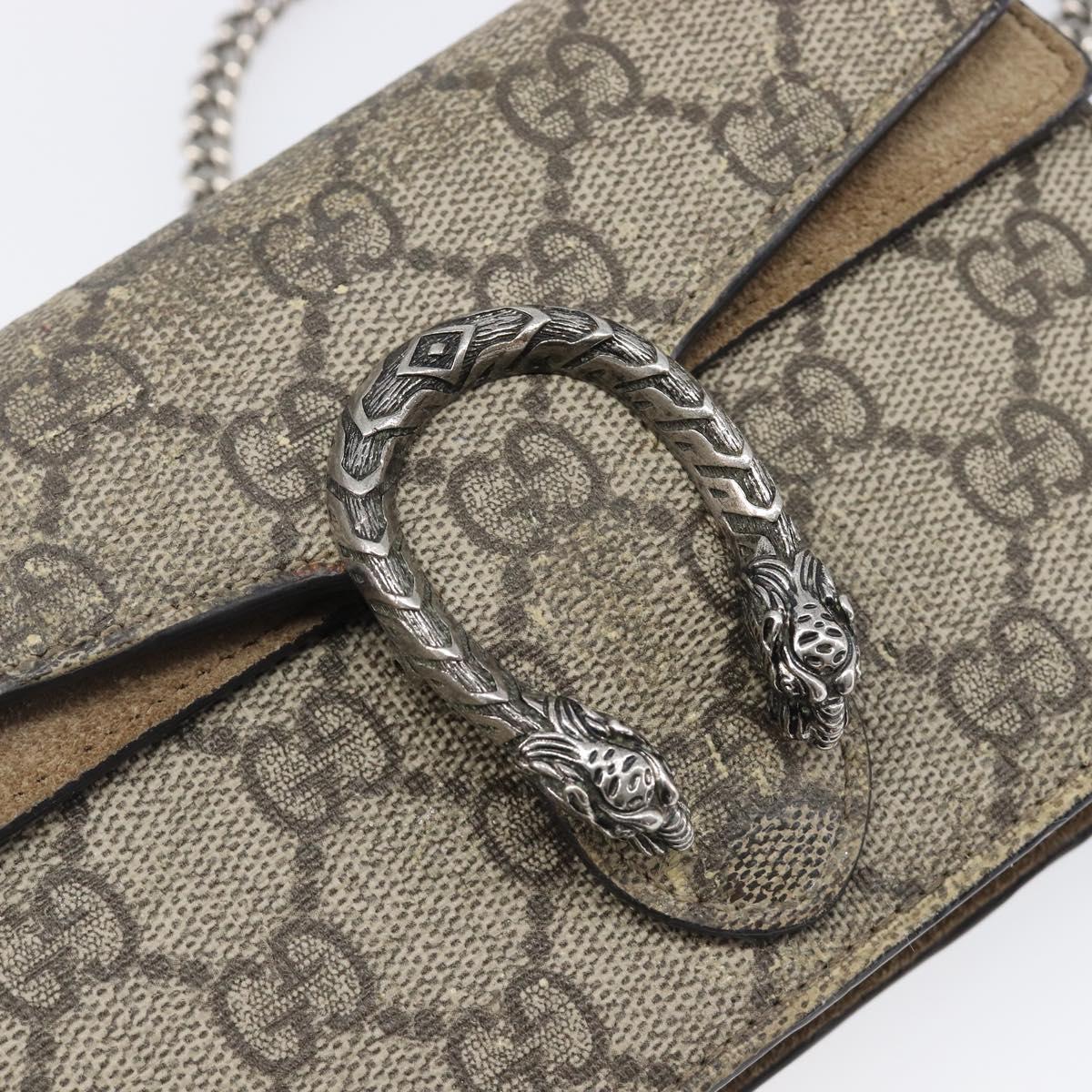 GUCCI GG Supreme Dionysus Chain Bag PVC Beige Silver 476432 Auth bs36876