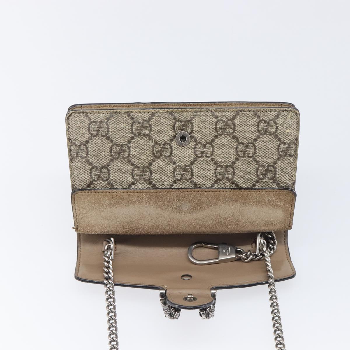 GUCCI GG Supreme Dionysus Chain Bag PVC Beige Silver 476432 Auth bs36876
