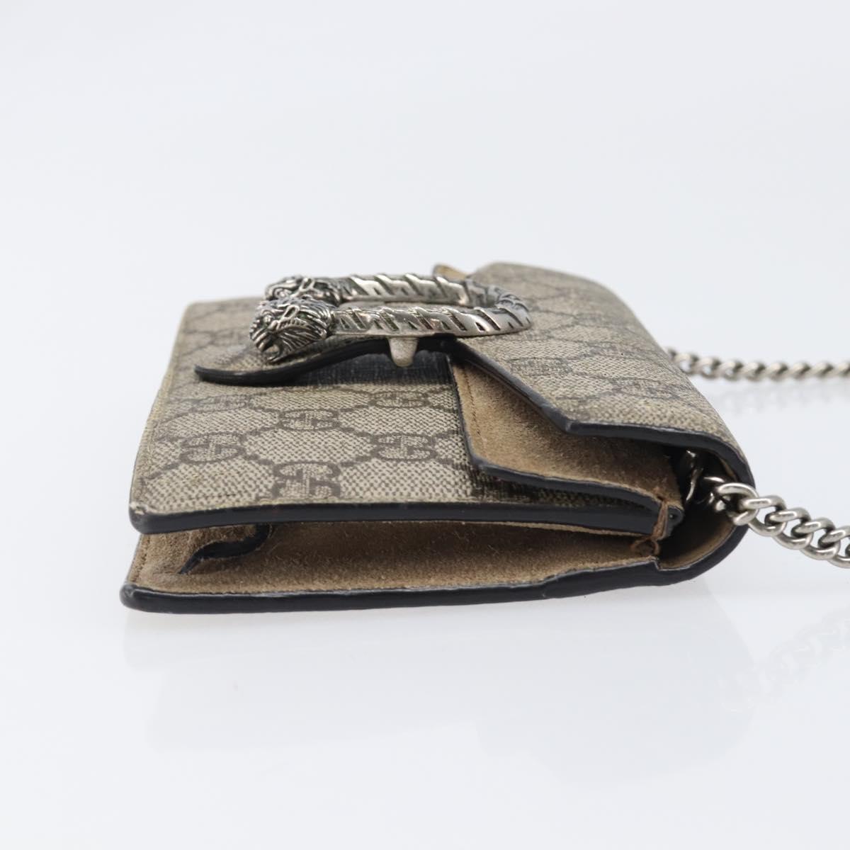 GUCCI GG Supreme Dionysus Chain Bag PVC Beige Silver 476432 Auth bs36876