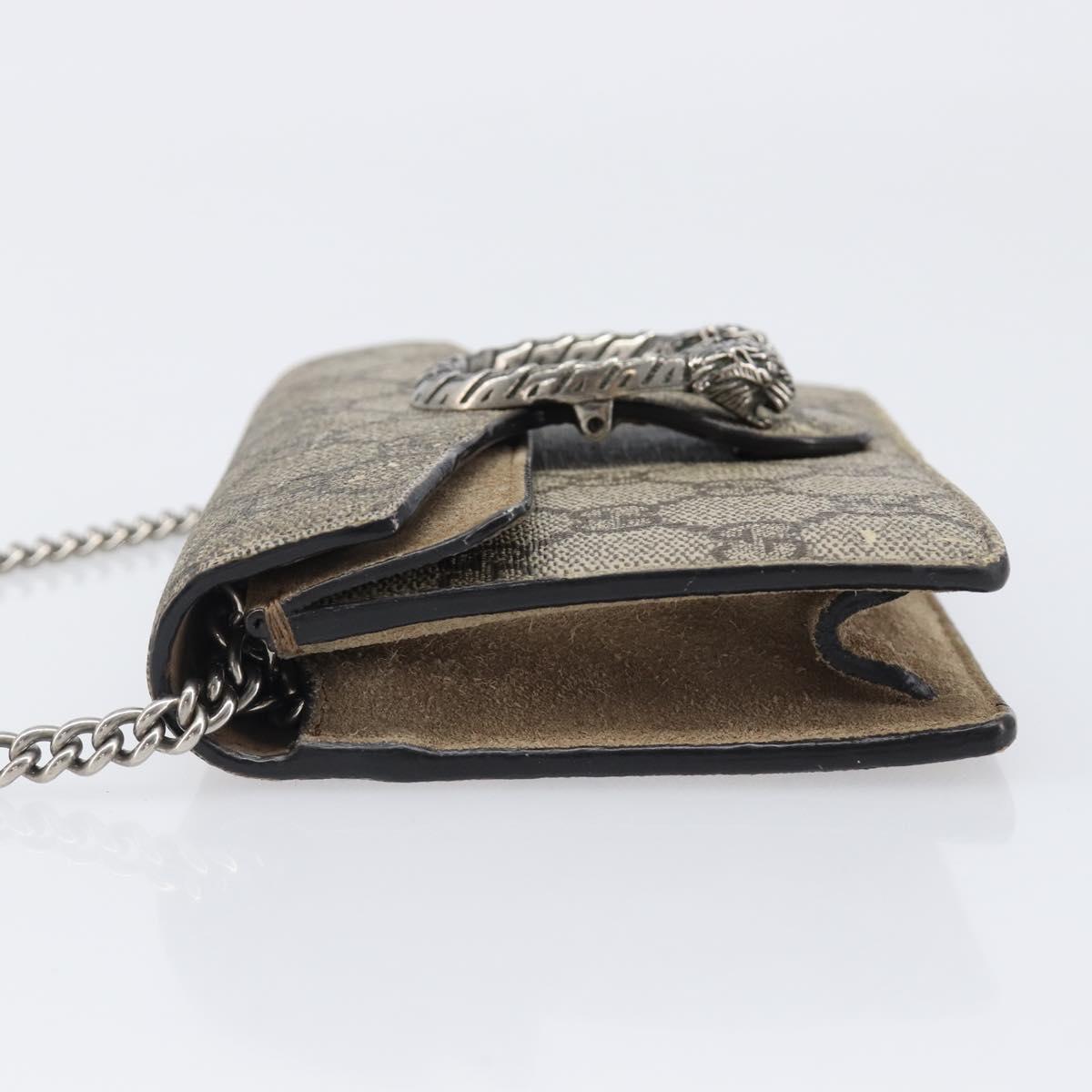 GUCCI GG Supreme Dionysus Chain Bag PVC Beige Silver 476432 Auth bs36876