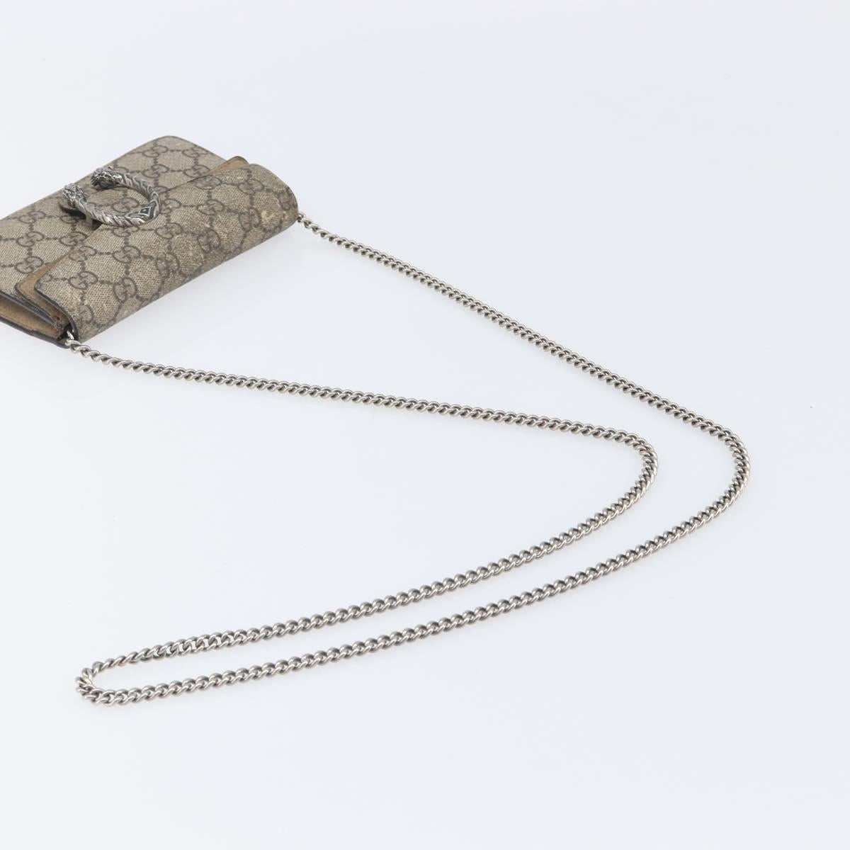 GUCCI GG Supreme Dionysus Chain Bag PVC Beige Silver 476432 Auth bs36876