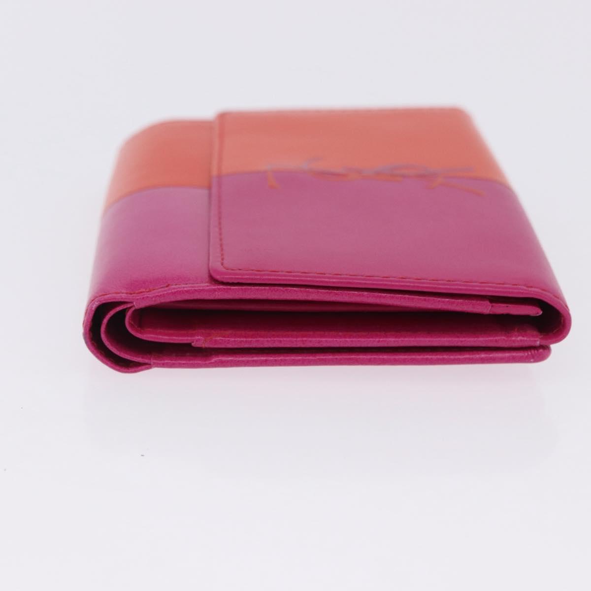 SAINT LAURENT Wallet Leather 2 Set Blue Red Auth bs36878