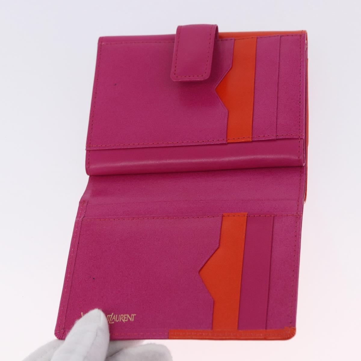 SAINT LAURENT Wallet Leather 2 Set Blue Red Auth bs36878