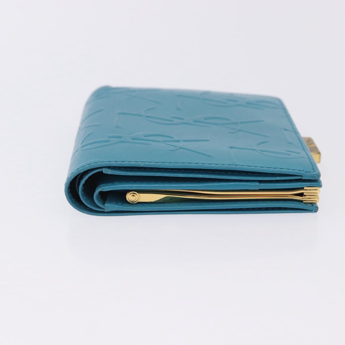 SAINT LAURENT Wallet Leather 2 Set Blue Red Auth bs36878