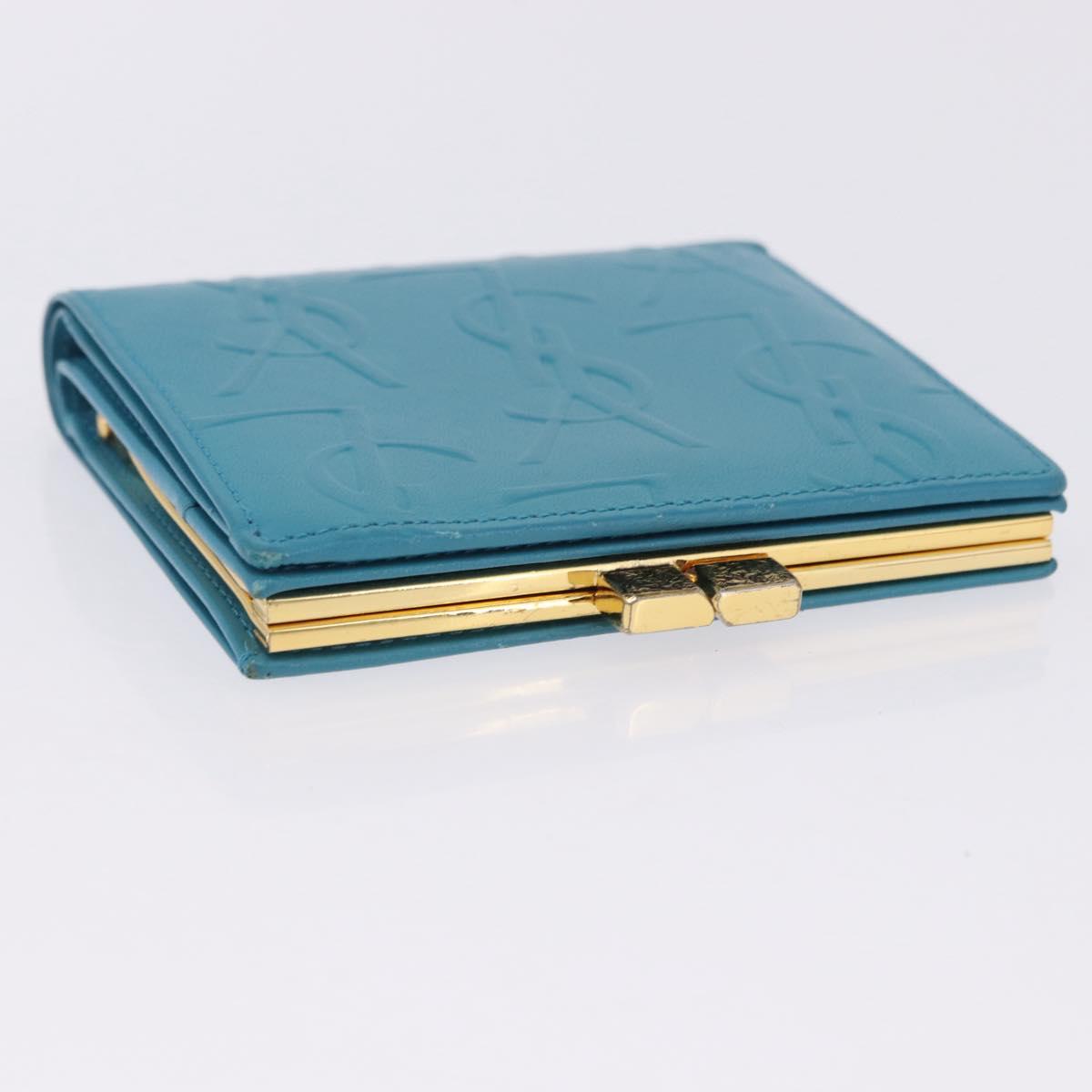 SAINT LAURENT Wallet Leather 2 Set Blue Red Auth bs36878