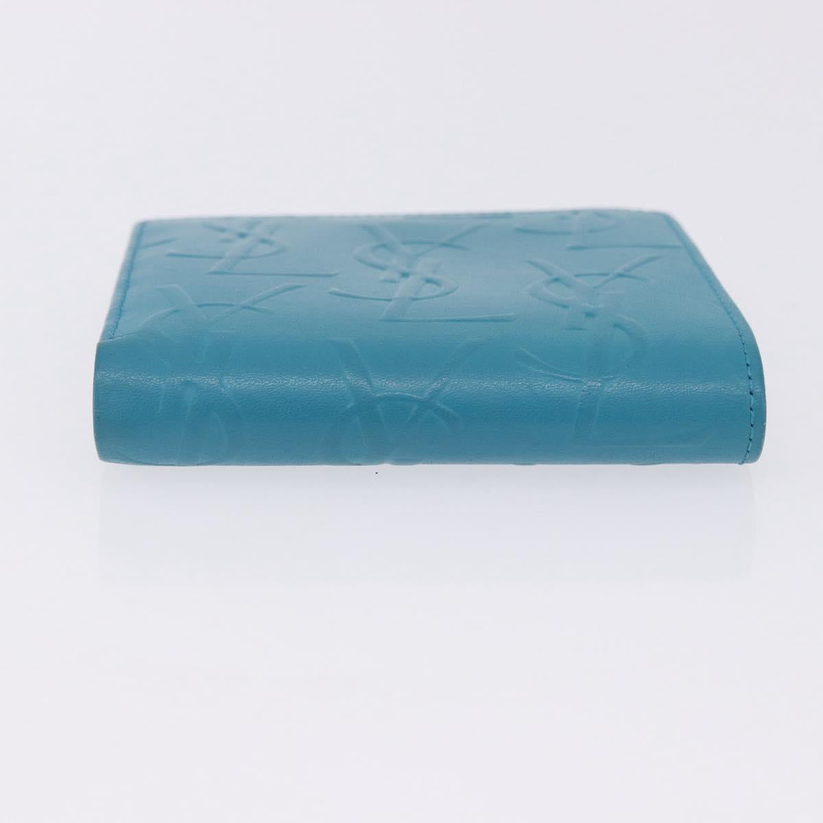 SAINT LAURENT Wallet Leather 2 Set Blue Red Auth bs36878