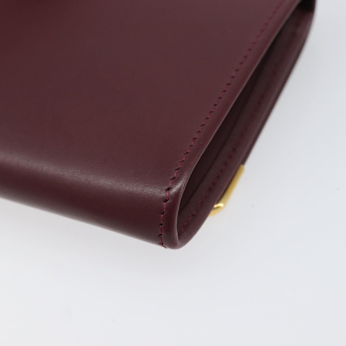 CARTIER Must Line Coin Purse Leather Bordeaux Gold Auth bs36880