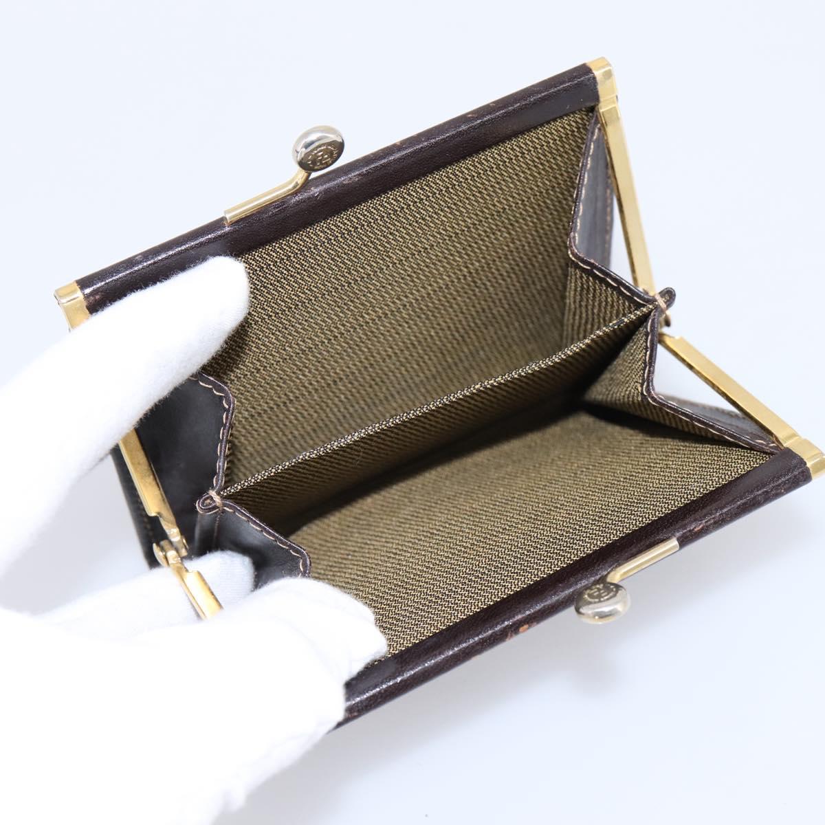FENDI Zucca Canvas Coin Purse Brown Black Auth bs36888