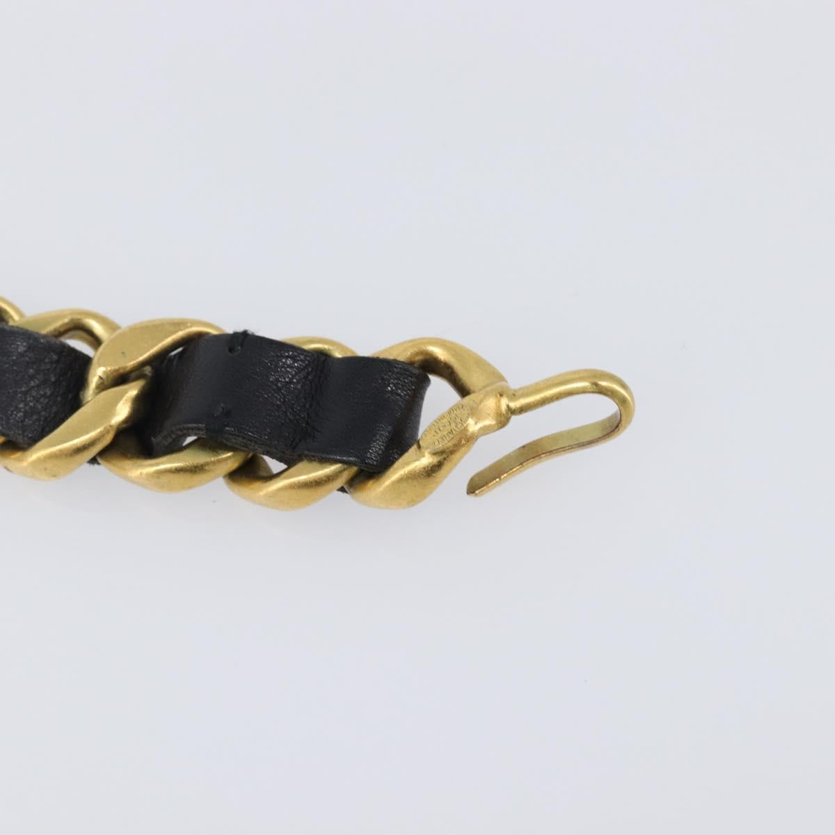 CHANEL Chain Belt Metal 29.1"" Black Gold CC Auth bs36890V
