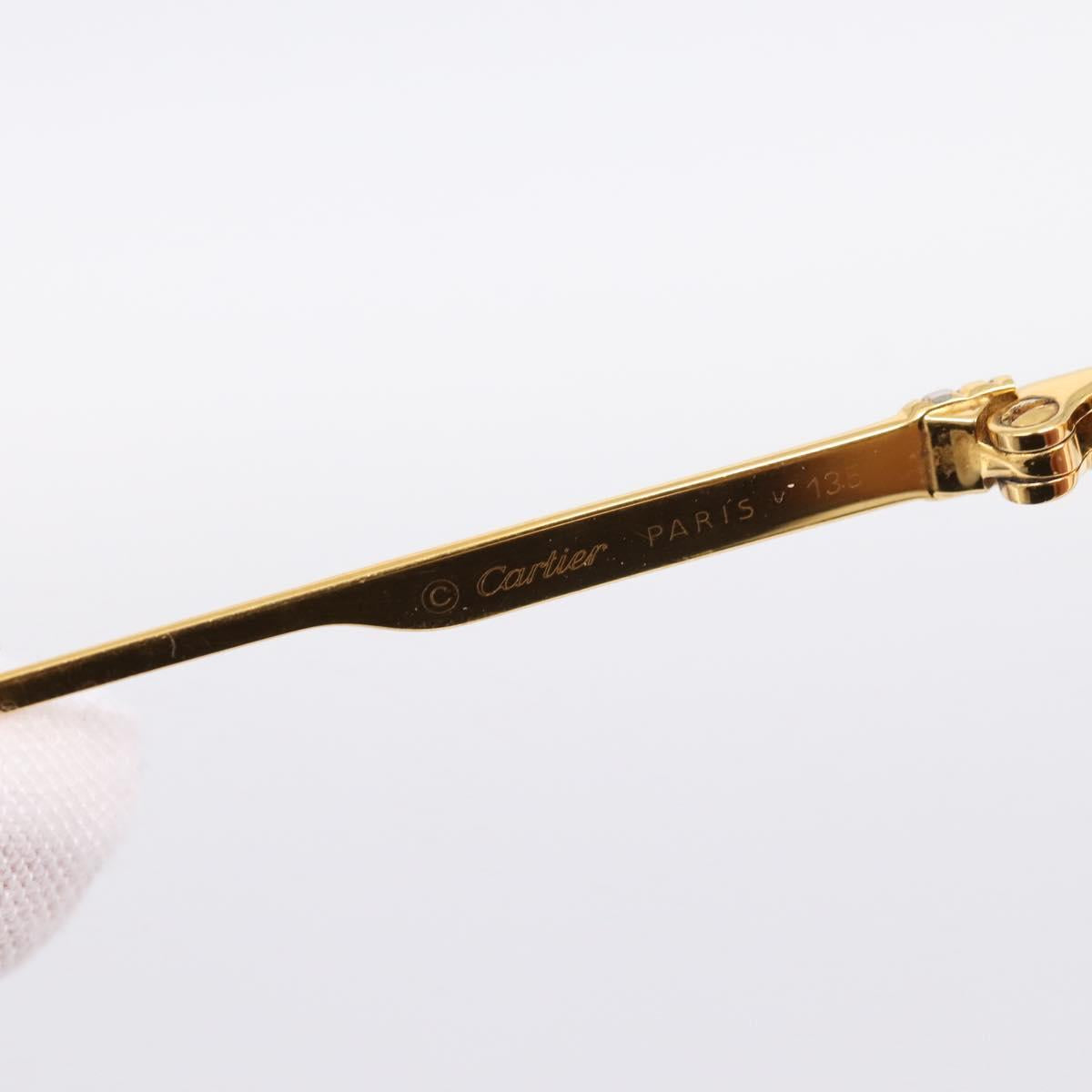 CARTIER Sunglasses Metal Gold Tone Auth bs36892A