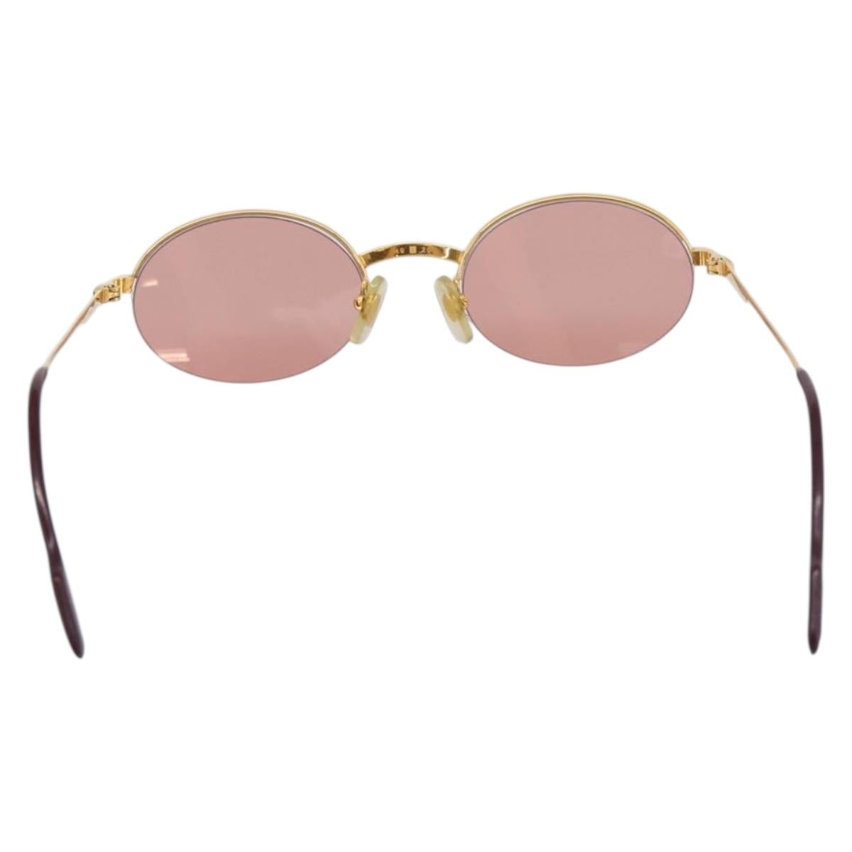 CARTIER Sunglasses Metal Gold Tone Auth bs36892A