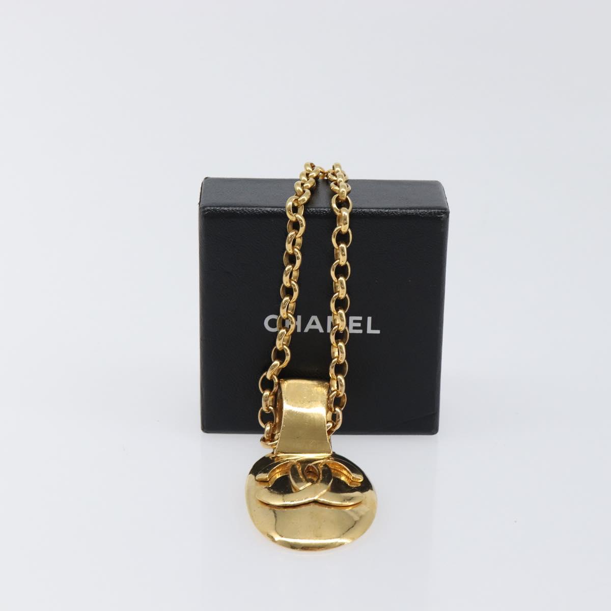 CHANEL Necklace Metal Gold Tone CC Auth bs36893M