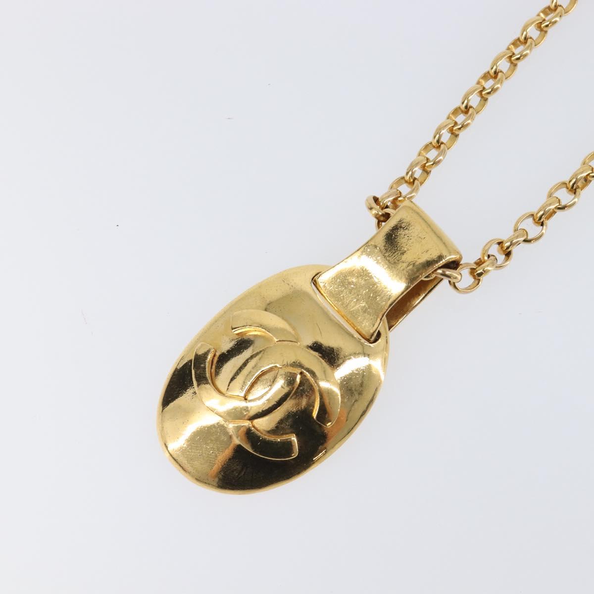 CHANEL Necklace Metal Gold Tone CC Auth bs36893M