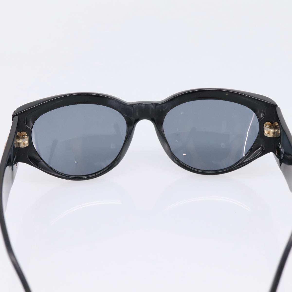 CHANEL Sunglasses Plastic Black Gold CC Auth bs36895