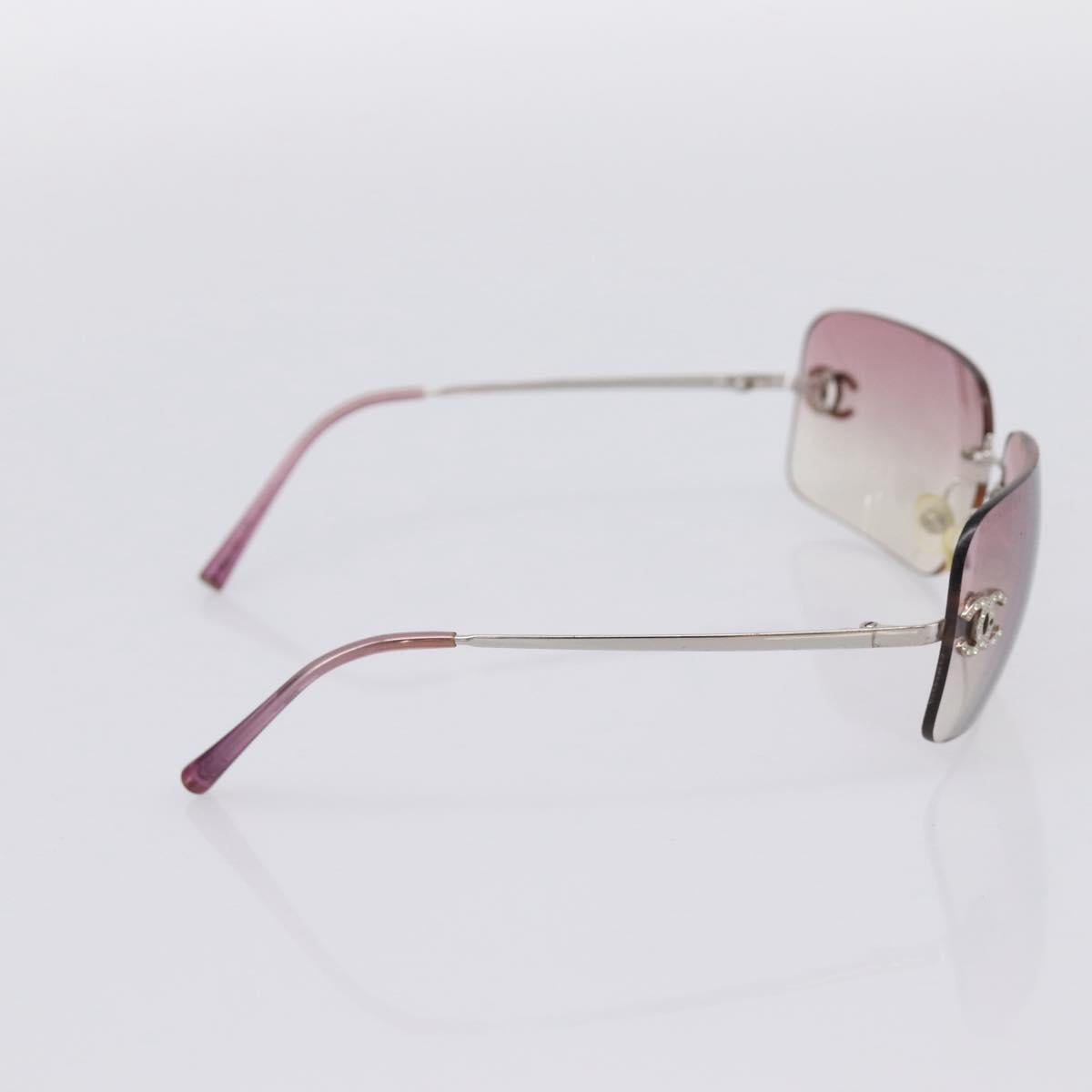 CHANEL Sunglasses Metal Silver CC Auth bs36898