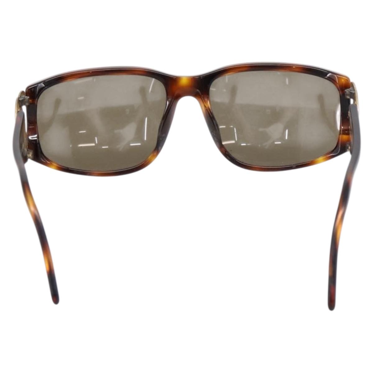 CHANEL Sunglasses Plastic Brown Gold CC Auth bs36899