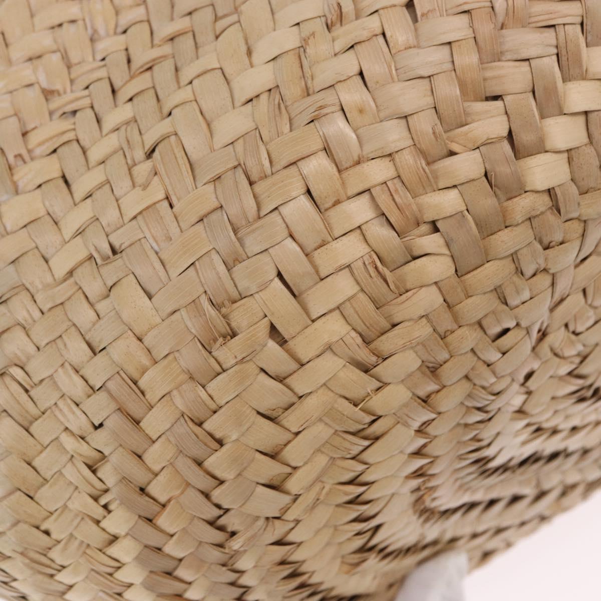 VALENTINO Hand Bag Raffia Beige Gold Auth bs36900V