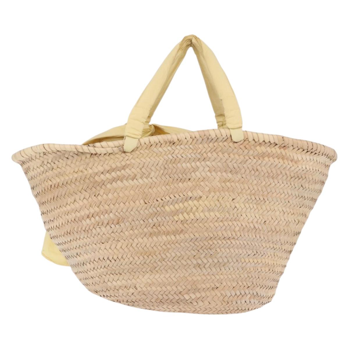 VALENTINO Hand Bag Raffia Beige Gold Auth bs36900V