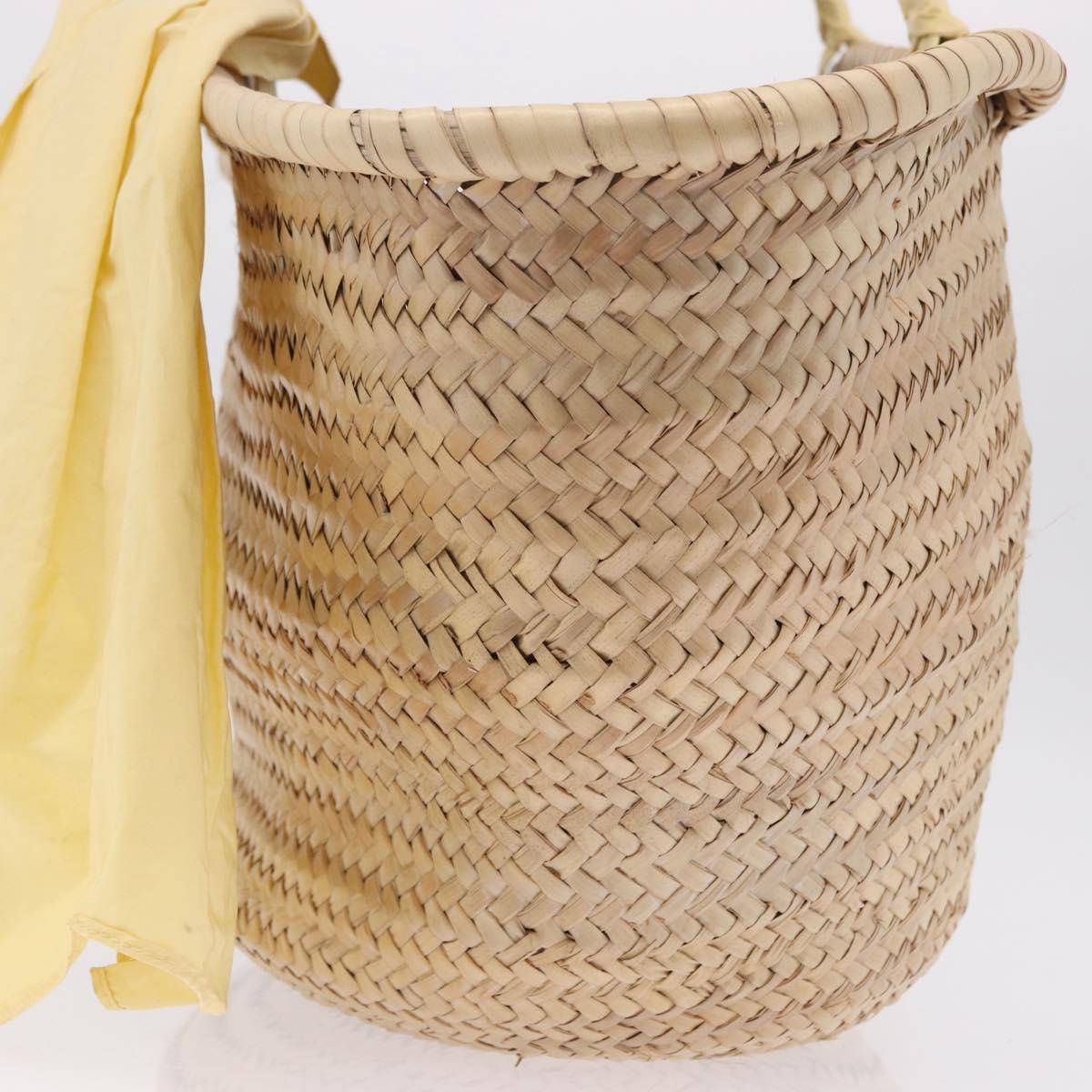 VALENTINO Hand Bag Raffia Beige Gold Auth bs36900V