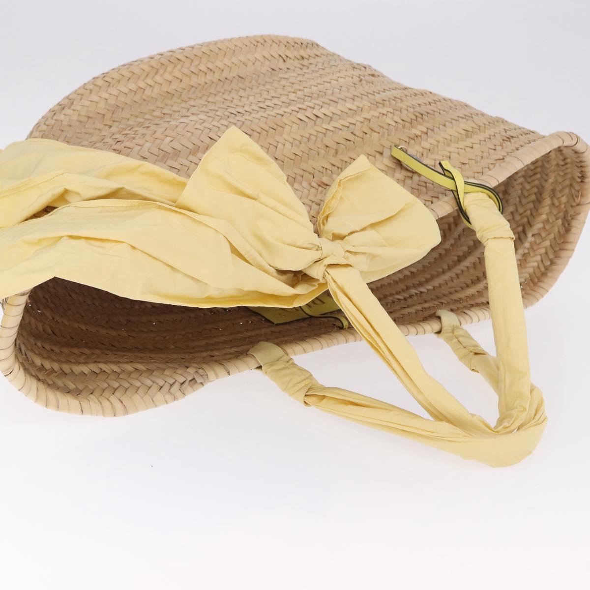 VALENTINO Hand Bag Raffia Beige Gold Auth bs36900V