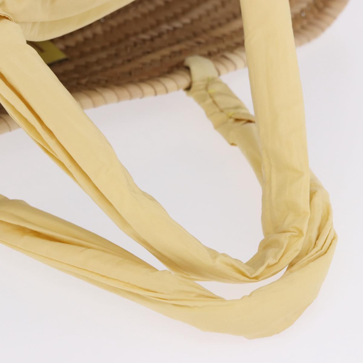 VALENTINO Hand Bag Raffia Beige Gold Auth bs36900V