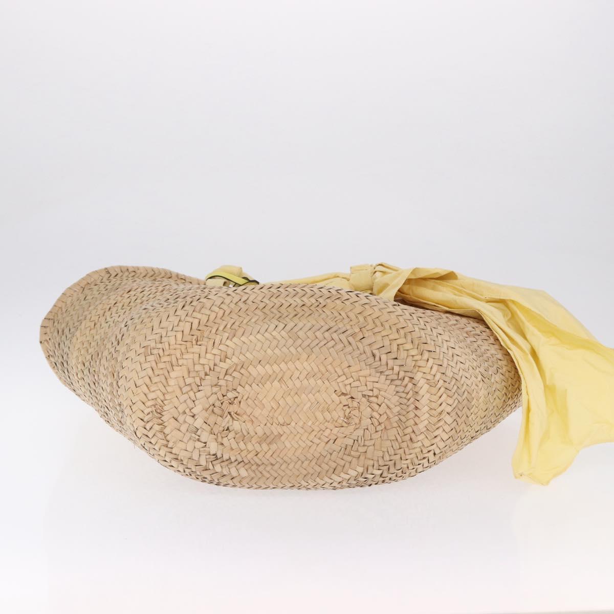 VALENTINO Hand Bag Raffia Beige Gold Auth bs36900V