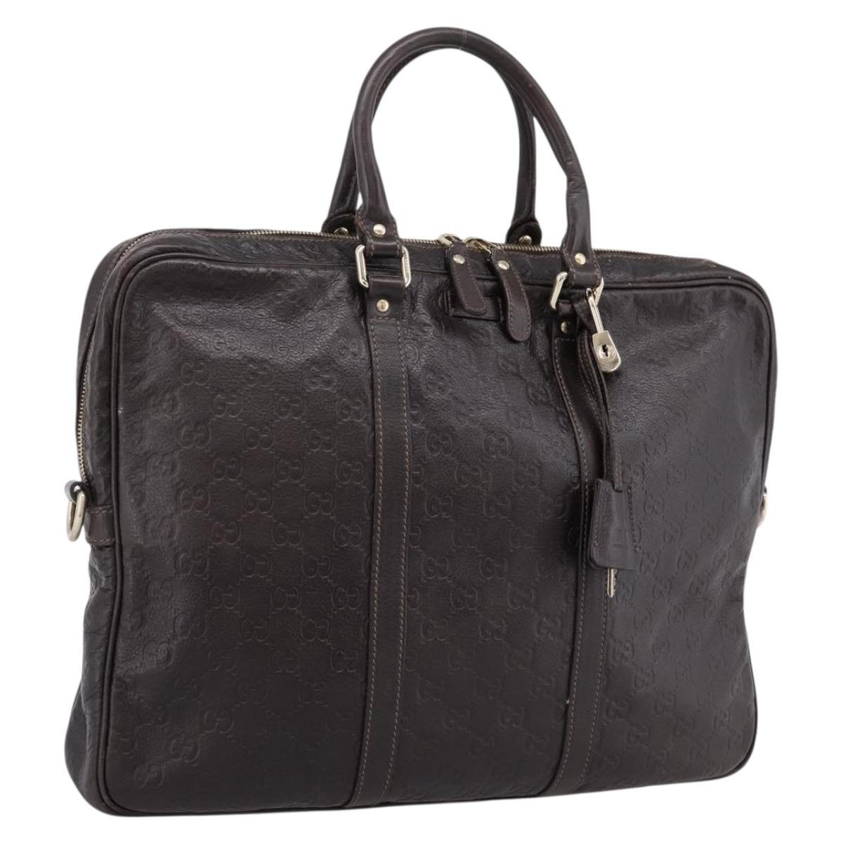 GUCCI GG Canvas Guccissima Bag Leather Dark Brown Gold 201480 Auth bs36901