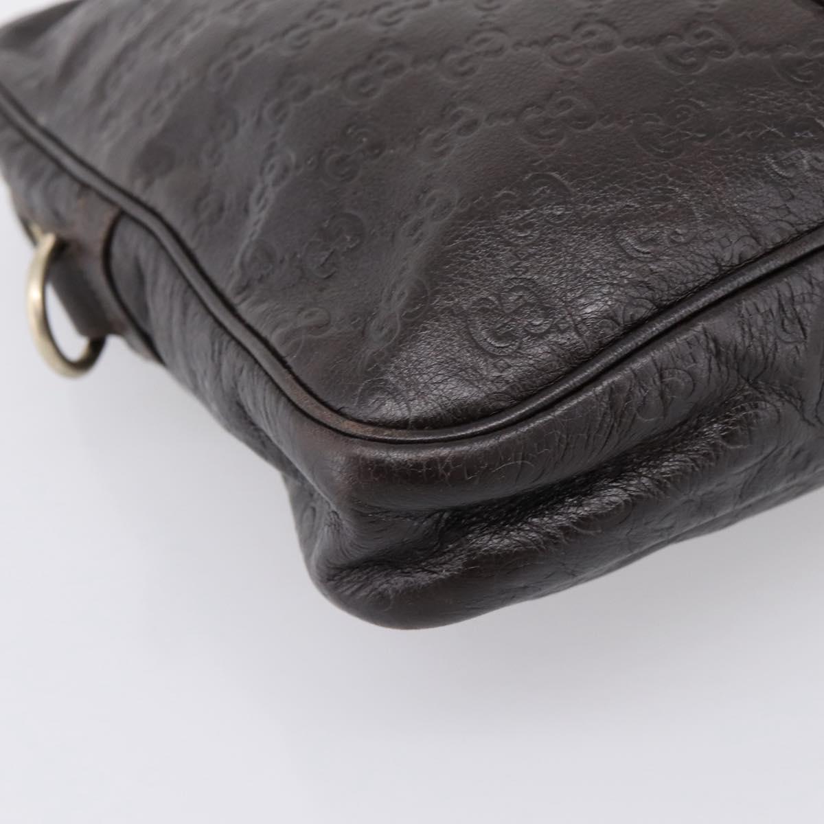 GUCCI GG Canvas Guccissima Bag Leather Dark Brown Gold 201480 Auth bs36901