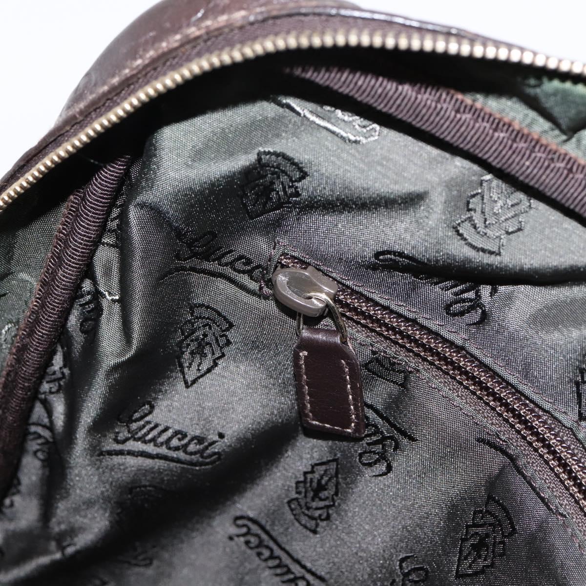 GUCCI GG Canvas Guccissima Bag Leather Dark Brown Gold 201480 Auth bs36901