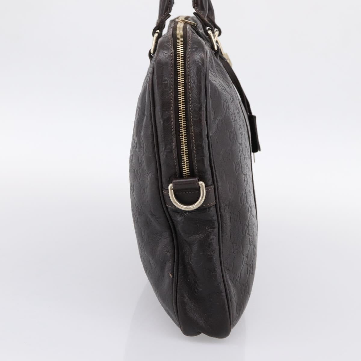 GUCCI GG Canvas Guccissima Bag Leather Dark Brown Gold 201480 Auth bs36901